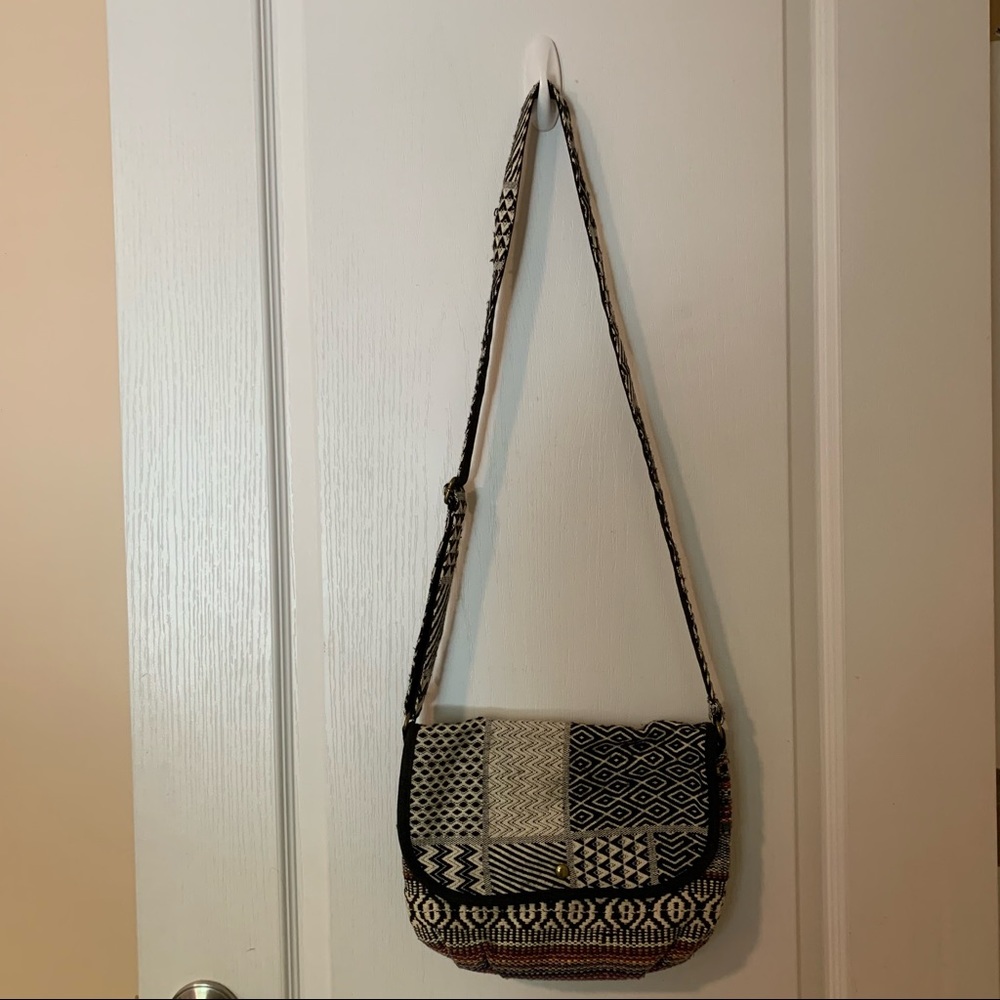 Patchwork / Stripe Tribal Print Crossbody Purse - image 1